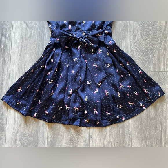 Vintage y2k forever 21 kawaii kidcore unicorn cat bunny mushroom pleated dress L - Picture 12 of 14
